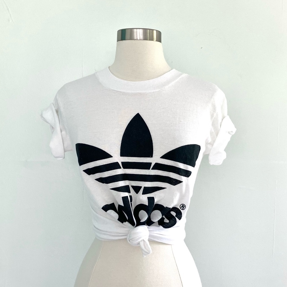 Vintage 80’s Adidas white & black single stitch t-shirt tshirt tee top - Picture 2 of 6